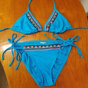 HOBIE Surf women's Blue & Pink Aztec String Bikini